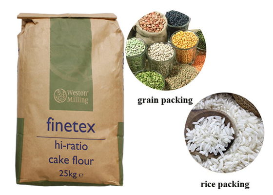 Offene flache untere genähte Papiertüten 20kg Multiwall 25 Kilogramm-Packpapier-Tasche