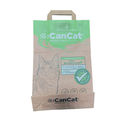Gewohnheit ISO9001 druckte biologisch abbaubare Papiertüten für Cat Litter Packaging