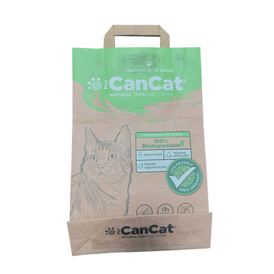 Biologisch abbaubare Kraftpapier-Papiertüten für Cat Litter Packaging Custom Print