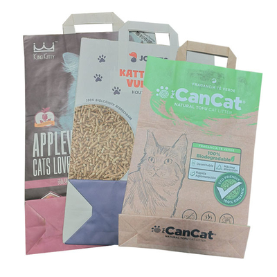6L 10L siegelte Seitenkeil-Griff-leeren Tofu Cat Litter Bag Custom Printed heiß