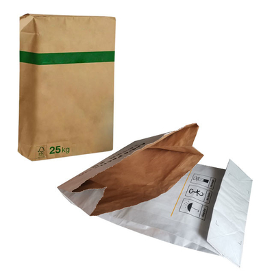 Nahrungsmittelgrad 3layer klebte Ventil Multiwall-Papiertüten 25kg gedrucktes Flexo