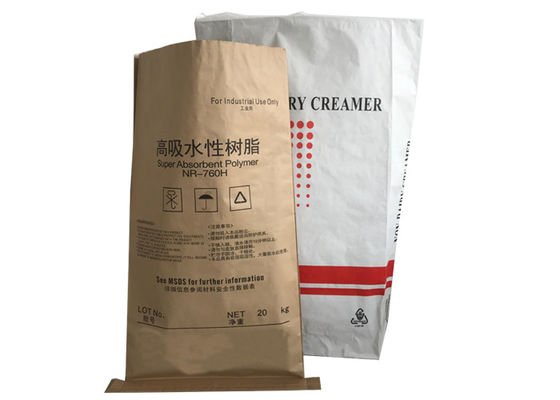 Doppelschicht-weiße Brown-Kraftpapier-Tasche 15kg 20kg 25kg für das Verpacken
