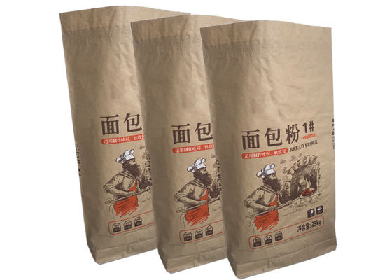 Papiertüte-Feuchtigkeits-Schutz-Nahrungsmittelgrad-Verpackenpapiertüte 25kg Multiwall Kraftpapier