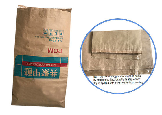 Papiertüten 25KG Multiwall Kraftpapier klemmen unter für das Pulver-Material-Verpacken