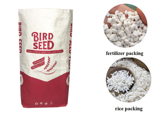 Kundenspezifische Papiertüten des Logo-25kg Multiwall Kraftpapier für verpackendes Tierfutter-Fischmehl