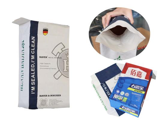 Papier-Sack-kundenspezifische Logo Pasted Kraft Paper Packaging-Tasche 25kg 20kg