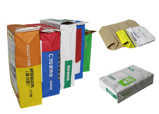 25kg 3 Falte geklebte Ventil Multiwall-Papiertüten für verpackende Pulver-Lebensmittelinhaltsstoffe