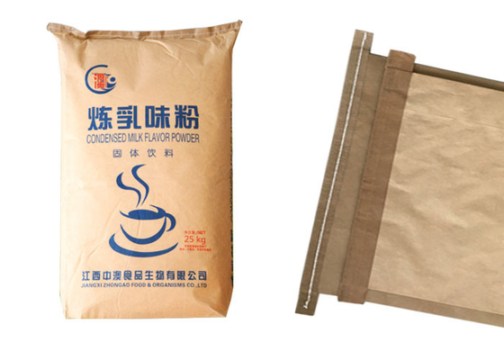 Offene flache untere genähte Papiertüten 20kg Multiwall 25 Kilogramm-Packpapier-Tasche