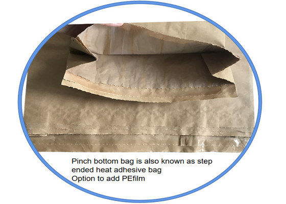 Weißer Brown-Kraftpapier-Taschen-Hochleistungs-Kraftpapier-Papiertüte-Heißsiegel-Schließung GMP-Standard