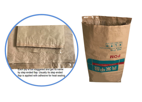Kundenspezifischer Druckklemmunterer Kraftpapier-Sack 25 Kilogramm-Mehl-Verpackungs-Tasche