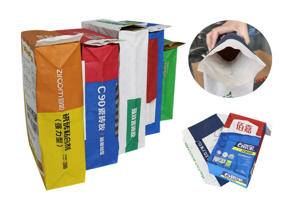 Flexodruck Chemisch geklebtes Ventil Mehrwandige Papiertüten PE-Folie 2 Schichten